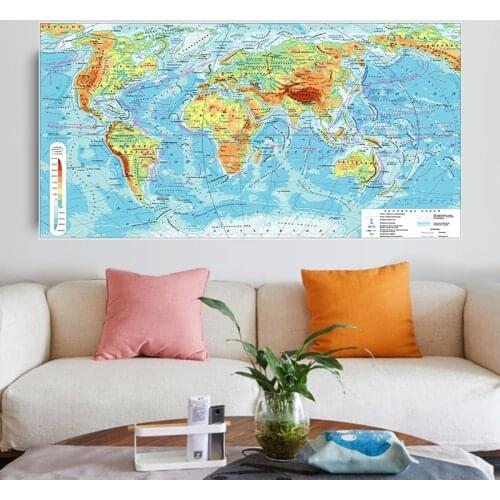 225*150 cm Russian World Map Non-woven Poster Canvas Painting Wall Art Picture Study Supplies Living Room Home Decoration