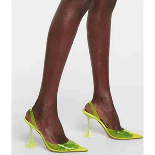 2021 New Summer Luxury Pointed Pumps Pointed Transparent Jelly Sandals Summer Sexy Baotou High-heeled Fashion Womens Shoes