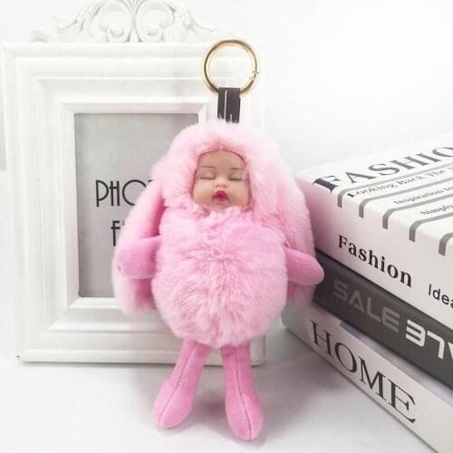 New Cute Long Ears Sleeping Adorable Baby Plush Doll Key Chain Pendant Lady Bag Car Pendant Toys Holiday Gifts Kawaii Plush