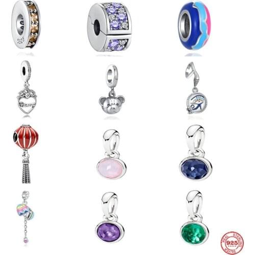 New European Beads Orange Spacer Red Ballon Pendant Diy Fit Original Pandora Charms Silver 925 Bracelet Accessories For Women