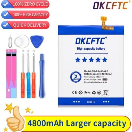 OKCFTC Original EB-BA405ABE EB-BA405ABU 4800mAh battery For SAMSUNG Galaxy A40 2019 SM-A405FM/DS A405FN/DS GH82-19582A + Tools