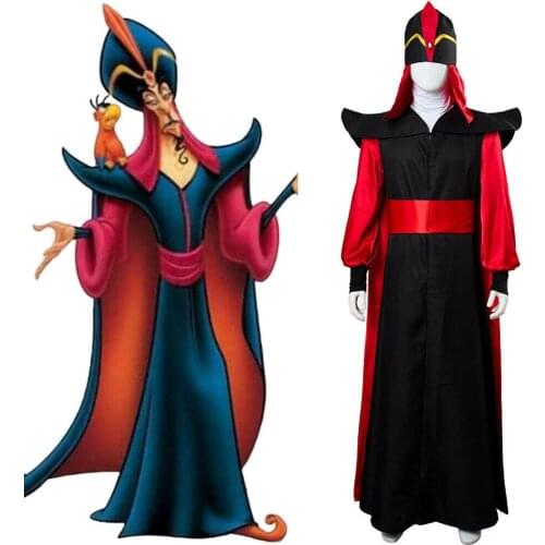 Whole set)Customized Adult Mens Aladdin Jafar Villain Costume Outfit Aladdin Cosplay Costume for Halloween