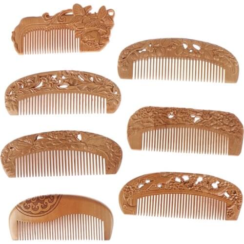 7Styles New Design Comb Natural Peach Wood Healthy No-static Massage Hair Wooden Comb Health Care 1PCS