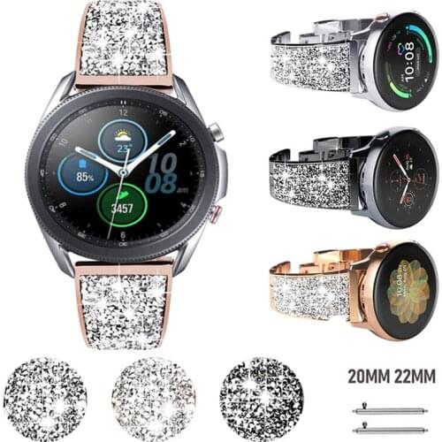 Wrist Strap for Samsung Galaxy 42/46mm Active 2 Watch Womens Diamond Band for Galaxy Watch3 41/45mm Gear Watchband 20mm 22mm
