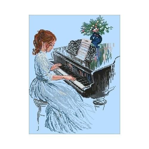 Riolis-100-056 Soothing piano sound Counted Cross Stitch 11CT 14CT 18CT Cross Stitch Kits Embroidery Needlework Sets