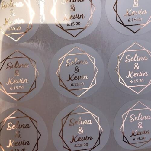 Rose Gold Blush Pink Geometric Wedding Classic Round Sticker invitations Envelop seals Engagement favors bag labels