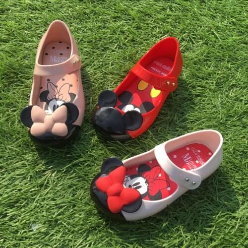 2021 Melissa new childrens Disney sandals Mickey bow series jelly shoes 1-6 years old female baby non-slip sandals and slippers
