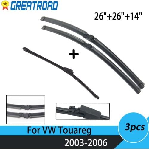 Wiper Front Rear Wiper Blades Set For VW Touareg 2003-2006 Windshield Windscreen Front Rear Window 26"+26"+14"