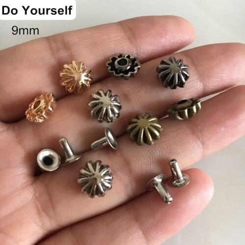 Free Shipping - 100 Sets Half Round Rock Spike,9mm DIY Rivet Studs For Leather Crafts Belt,Bags,Boots,Hat,Jeans Decoration