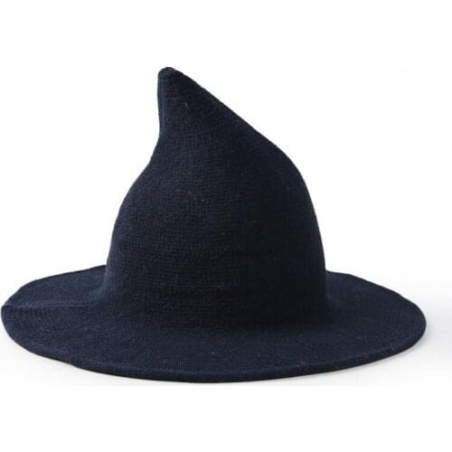Women Witch Hat Wool Cosplay Costumes Props Girl Magic Sorcerer Wizard Enchanter Cap Pointy Bucket Hat