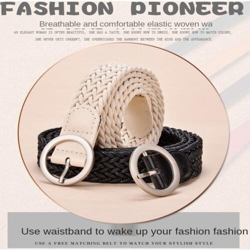 Woman belts for dress Mens belts round pin buckle belt casual elasticated stretch canvas pants youth students lazy general