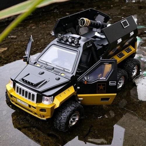 1:24 High Simulation Patton Sound and Light Dynamic Cool Alloy 6-Wheel Armored Military Model Can Display Cannon Car For Gifts