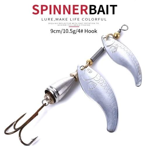 1pcs/lot rotated Sequins spinner Metal Fishing Lures Artificial Spoon Lures with 4# Hook Hard Bait 9CM/10.5g