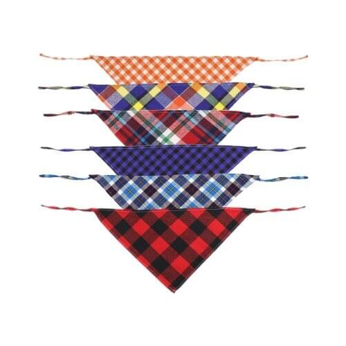 10 Pc Dog Bandana Small Medium Dog Bibs Scarf Cotton Plaid With Tie DogTriangular Scarf Adjustable Puppy Dog Bandage Accessories