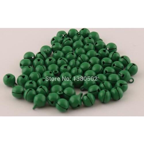 100pcs/lot 7*10mm small bell Loose Beads green color iron round bells ornament jewelry making Christmas Bell