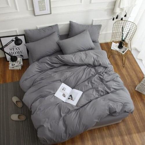 40S High quality family bed four-pieces Sets Pure color full cotton 1.2 1.5 1.8M ( sheets + Duvet Cover + 2PC Pillow Case ) C003