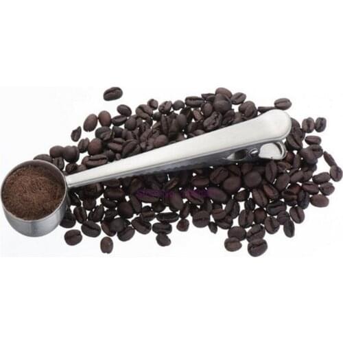 500pcs Coffee Spoon Stainless Steel Kitchen Supplies Scoop With Bag Seal Clip Coffee Measuring Spoon