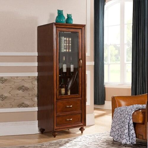 American solid wood wine cabinet living room TV cabinet wine cabinet combination European country glass wine cabinet simple win