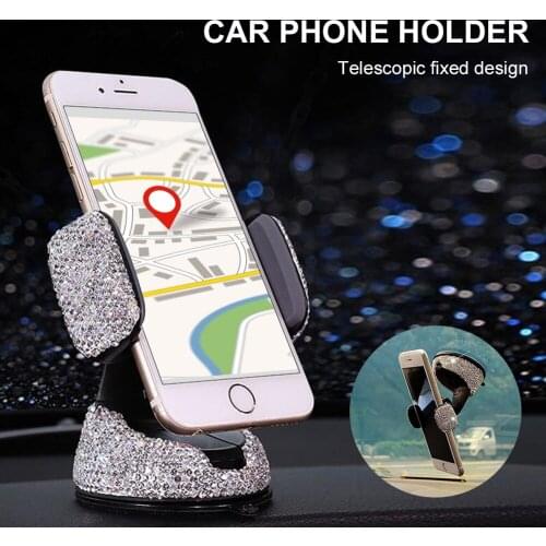 4" to 6.2"3 in 1 Car Phone Holder 360° Rotating for Dashboard Windshield Air Vents Crystal Phone Bracket Interior Accessories