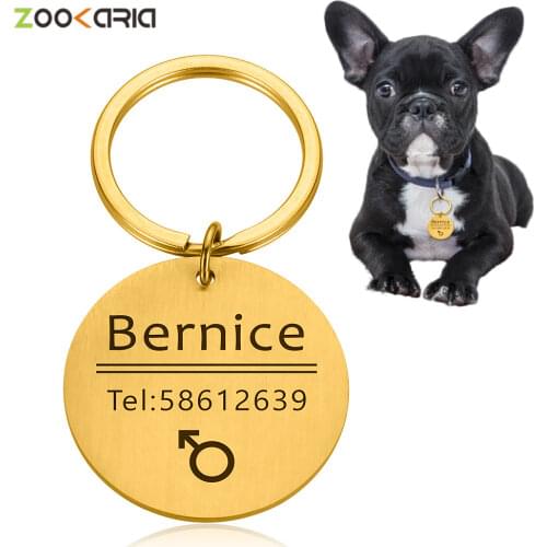 Free Engraving Pet Dog Cat Collar Accessories Decoration Pet ID Dog Tags Collars Stainless Steel Cat Tag Customized Tag