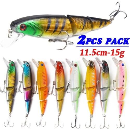2PCS Minnow 3 Segment Fish Fishing Lures Artificial Hard Fish Lures Bait Sinking Swimbait Fishing Tackle 11cm-15g