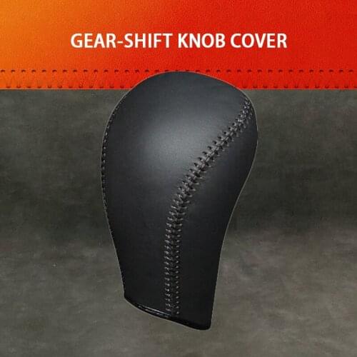 Genuine Leather Gear Knob Cover For Old Nissan Versa AT Car on The Gear Shift Knob Gear Stick Case PPC Gear Shift Collar