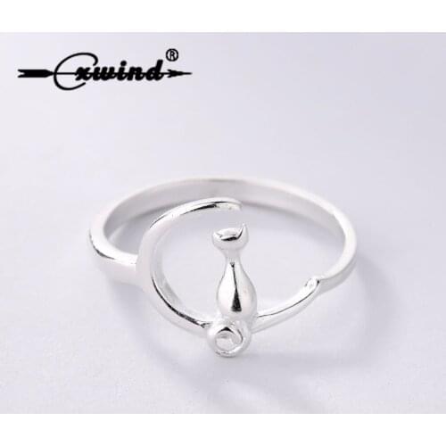 Cxwind Unique Design Star Moon Cat Rings Finger Charm Animal Tail Ring Fashion Jewelry for Women Statement Ring Bijoux