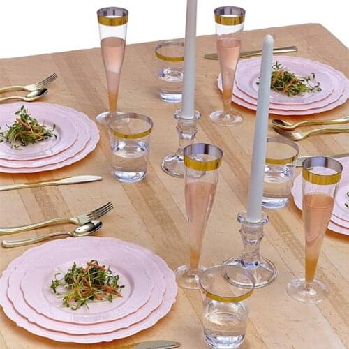 French Afternoon Tea Dessert Dish 10pcs Disposable Pink Lace Dish Plastic Western Plate