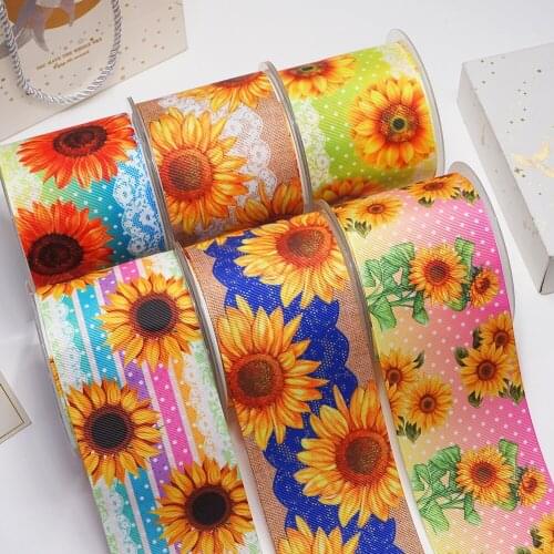DIY Sunflower Printed Grosgrain Ribbon For Craft Supplies Sewing Accessories 5 Yards, Planar Resins Mold 10 Pieces. 56100