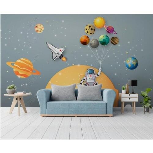 Photo wallpaper 3d on the wall custom mural Hand drawn space galaxy rocket childrens room Wallpaper for walls in rolls