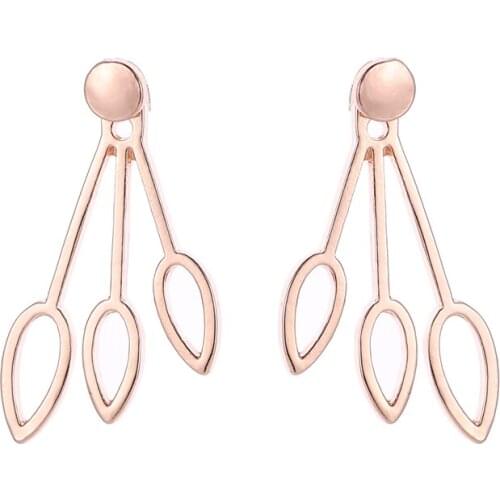 Fashionable Simple Geometric Drop Hollow Golden White Rose-Gold Stud Earrinngs Jewelry For women And Girls