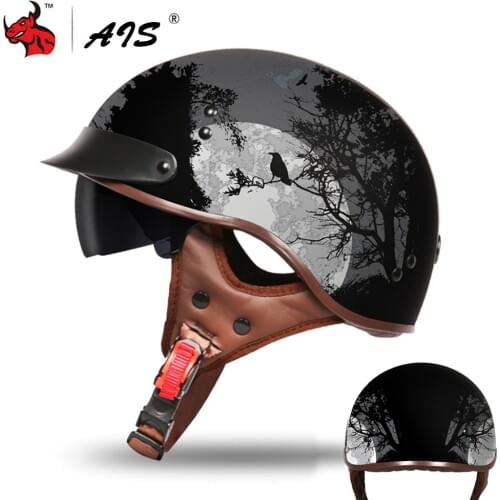AIS Retro Motorcycle Helmet Vintage Moto Helmet Summer Open Face Scooter Biker Motorbike Racing Riding Helmet Casco Moto