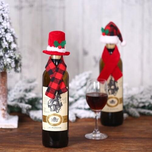 Creative Christmas Ornament Scarf Hat Two-piece Suit Red Wine Bottle Set Hotel Restaurant Layout Dress Up Supplies