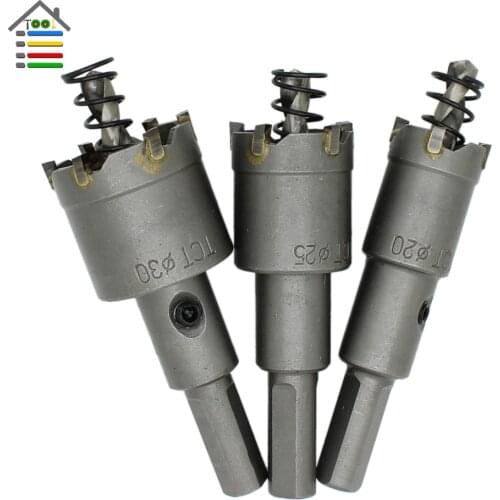 AUTOTOOLHOME Carbide Core Drill Bits Kit TCT Hole Saw Cutter Tungsten Steel for Metal Drilling Cutter 20 25 30 35 40 45 50mm