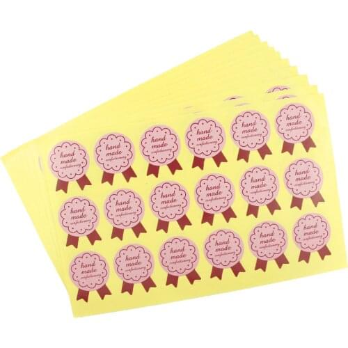 10sheets/180pcs Pink Medal Handmade Sticker Thank You Seal Sticker Labels For DIY Baking Biscuit Bag Tags Gift Wrapping Sticker