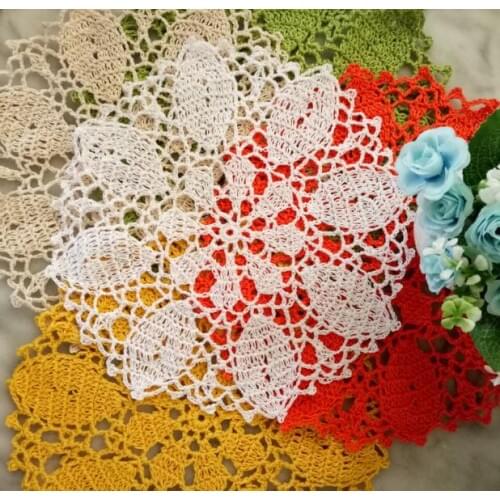 New cotton round placemat cup coaster mug kitchen Christmas table place mat cloth lace Crochet tea coffee doily dining pad