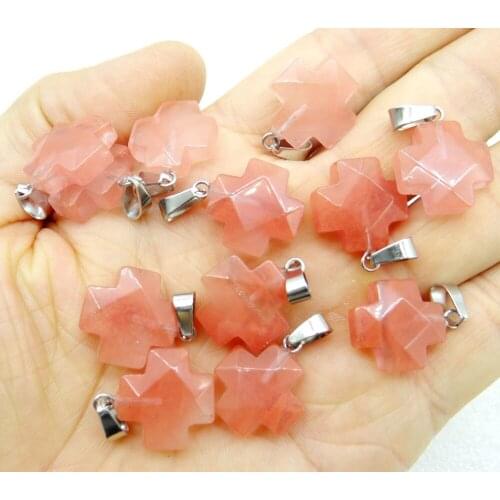 2020 new Natural Stone Mix Quartz Crystal Tiger Eye Opalite Charms Faceted Cross Pendant For Jewelry Making Necklace 10PC
