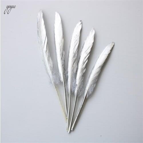 Wholesale 10pcs/lot Silver Duck Feathers Goose Feathers for Crafts 10-15CM Natural Pheasant Feather Plumes for Jewelry Making