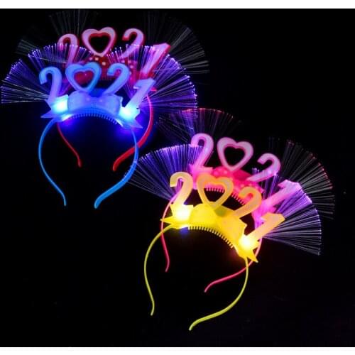 New luminous 2021 fiber hairband headdress concert headband Wechat business stall supply night market best selling head buckle
