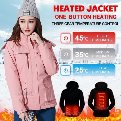 Pink Electric Heated Jacket Outdoor Jacket Motorcycle Jacket USB Thermal Warm Winter Heated Vest Moto Biker Motorbike Coat Women