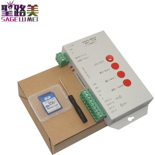T1000S SD Card WS2801 WS2811 WS2812B LPD6803 LED 2048 Pixels Controller DC5~24V T-1000S RGB Controller