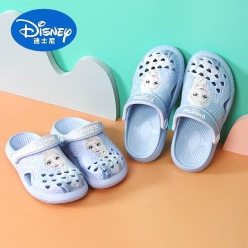 Disney Genuine Girls Slippers Childrens Non-slip Print Summer Cartoon baby girls frozen princess Garden Hole Sandals