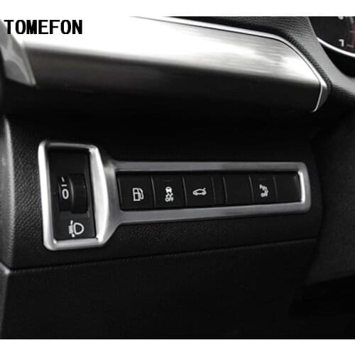 TOMEFON Car Styling For PEUGEOT 308 2014 2015 2016 ABS Chrome Fog Lamp Light Switch Button Knob Frame Trim Auto Accessories