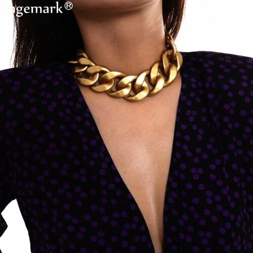 Unique Big Chunky Chain Choker Necklace Collares Accesorios Mujer Exaggerated Rock Gold Color Twist Thick Necklace Men Jewelry