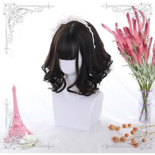High Quality Soft Girl Lolita Nicole Irregularity Slight Roll Short Hair Multicolor Wig