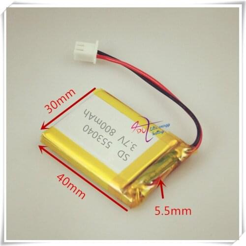 XH2.54 800mAh 553040 3.7V tachograph toy polymer battery