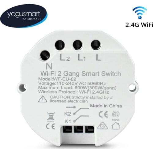 Yagusmart Tuya WIFI Smart Switch DIY Breaker Module 110-240V Tuya APP Voice Control Smart Life for Alexa Echo Google Home 2 Way