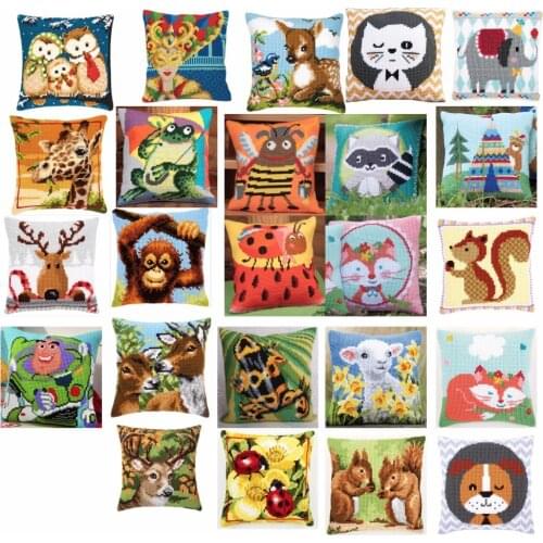 Animals 3 style Cross Stitch Pillow Mat DIY Craft Tapestry Pillow 42CM by 42CM Needlework Crocheting Cushion Embroidery
