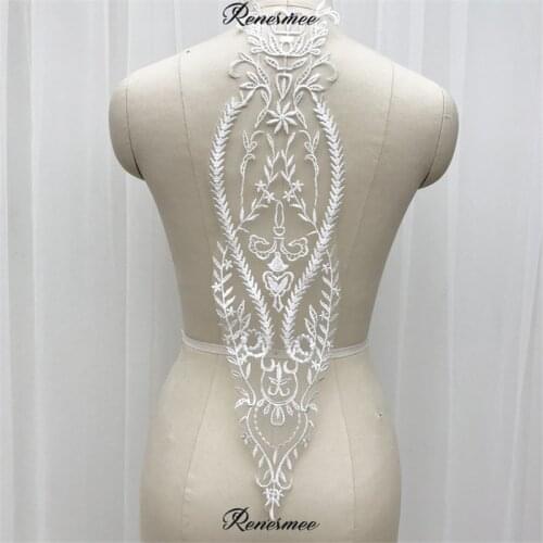 1Pc New European Embroidery Lace Flower Applique Trim Bridal Wedding Dress Childrens Clothing Veil diy Accessories 55X14cm SX73