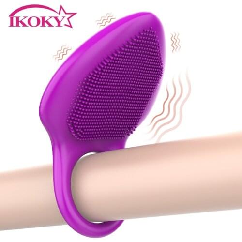 10 Vibration Modes Vibrating Penis Ring Clitoris Stimulate Vibrator Delay Premature Ejaculation Lock Fine Ring Sex Toy for Men